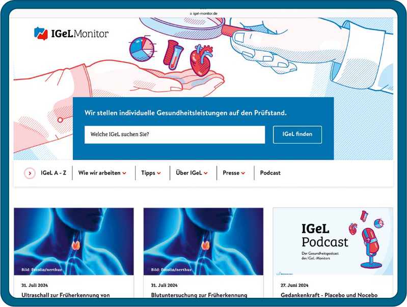 Screenshot der Startseite www.igel-monitor.de
