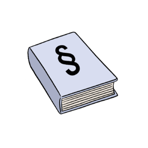 Buch mit einem Paragraphensymbol auf dem Buchdeckel (Gesetzbuch)