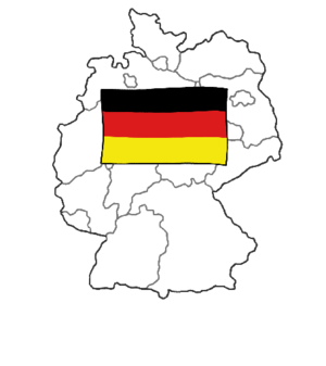 einfache Landkarte von Deutschland mit der deutschen Flagge in der Mitte