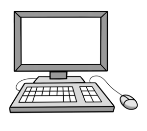 Computer mit Bildschirm, Tastatur und Maus