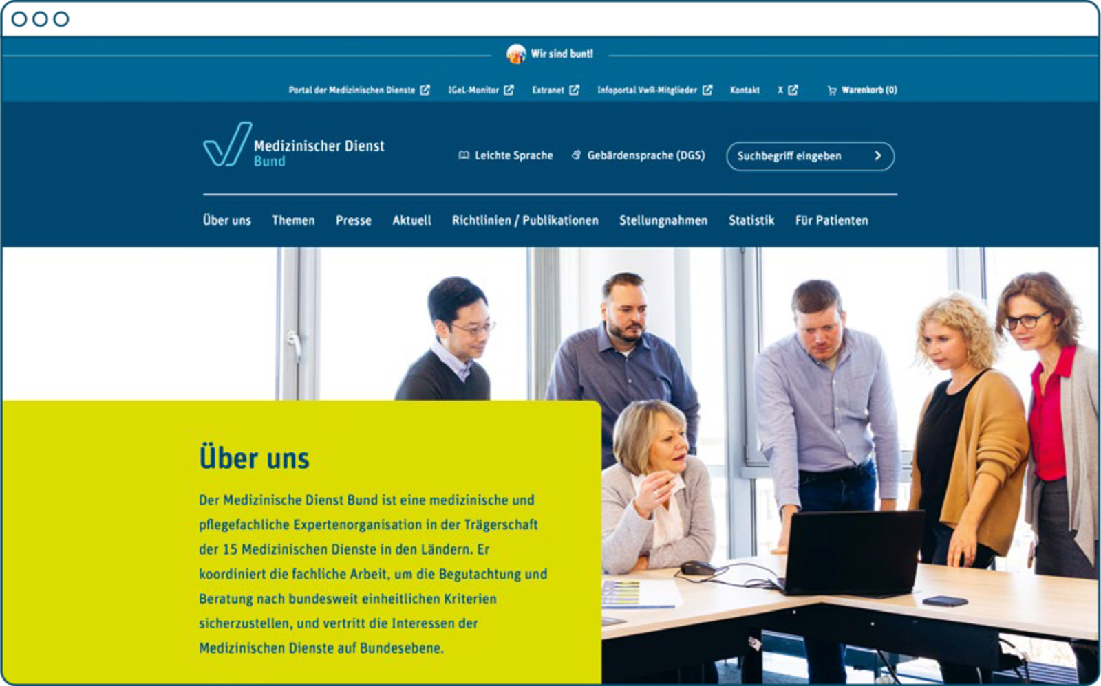 Großansicht: Screenshot der Startseite www.md-bund.de