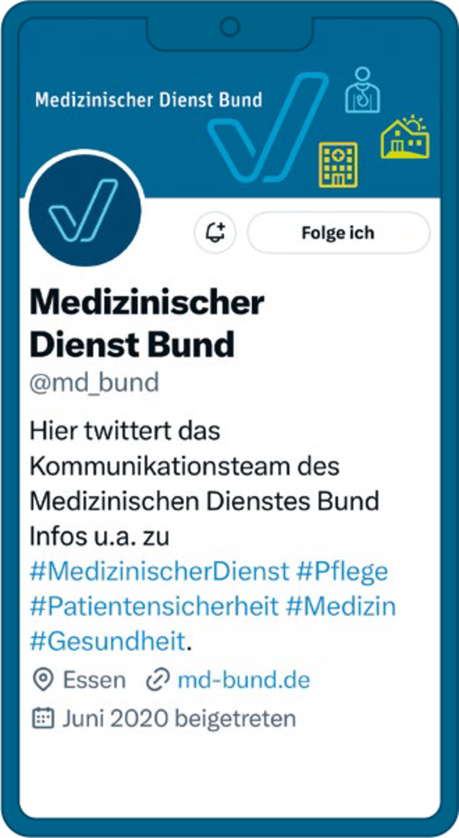 Großansicht: Screenshot Handy-Ansicht: der Medizinische Dienst Bund bei X
